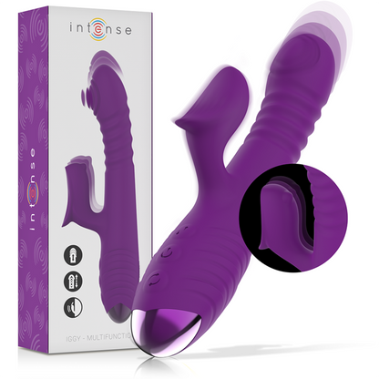 INTENSE - IGGY UP &amp; DOWN MULTIFUNCTION RECHARGEABLE VIBRATOR WITH PURPLE CLITORAL STIMULATOR