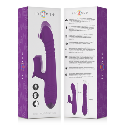 INTENSE - IGGY UP &amp; DOWN MULTIFUNCTION RECHARGEABLE VIBRATOR WITH PURPLE CLITORAL STIMULATOR