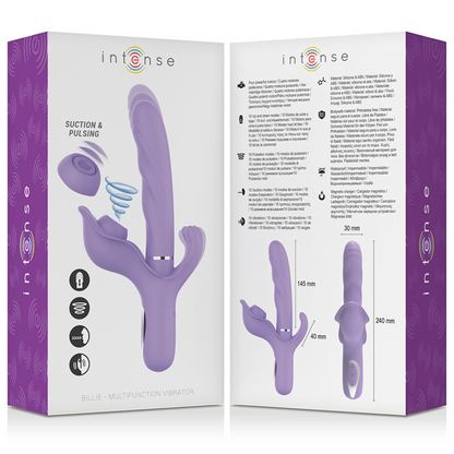 INTENSE - BILLIE MULTIFUNCIÓN VIBRADOR RECARGABLE SUCCIÓN Y PULSACIÓN MORADO