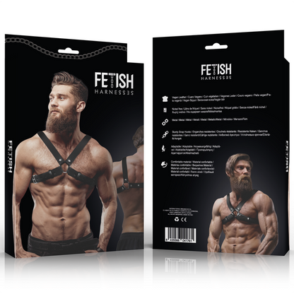 FETISH SUBMISSIVE ATTITUDE - ADJUSTABLE ECO-LEATHER CROSS-CHEST BULLDOG HARNESS FOR MEN