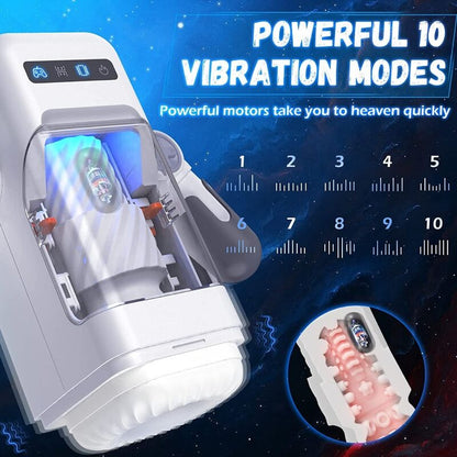 GAME CUP - THRUST VIBRATING MASTURBATOR WITH HEATING FUNCTION AND MOBILE STAND - BLACK