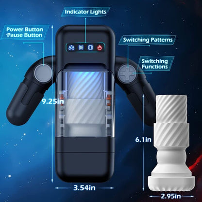 GAME CUP - THRUST VIBRATING MASTURBATOR WITH HEATING FUNCTION AND MOBILE STAND - BLACK