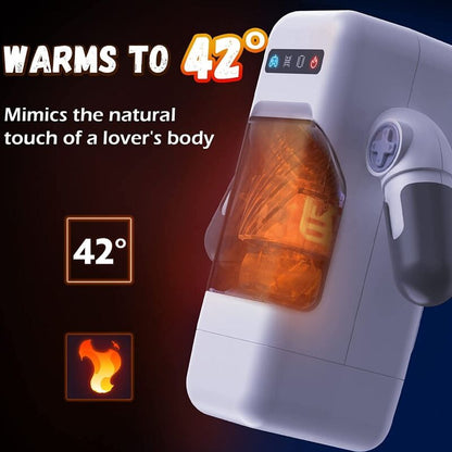 GAME CUP - THRUST VIBRATING MASTURBATOR WITH HEATING FUNCTION AND MOBILE STAND - BLACK
