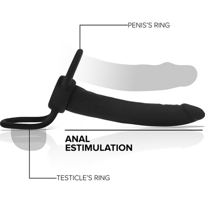 MYTHOLOGY - COBI ONYX ANAL DILDO WITH COCK AND TESTICE RING 13 CM SILICONE