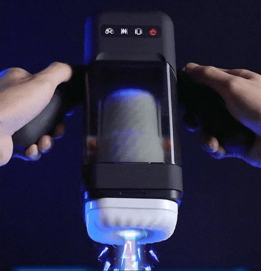 GAME CUP - THRUST VIBRATING MASTURBATOR WITH HEATING FUNCTION AND MOBILE STAND - BLACK