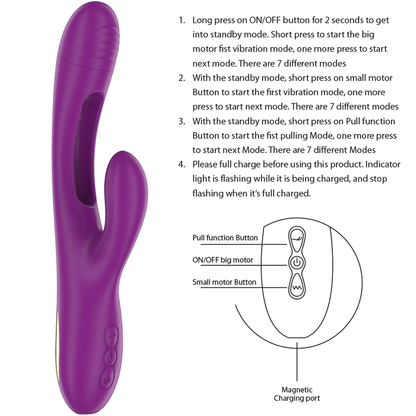 INTENSE - APOLO RECHARGEABLE MULTIFUNCTION VIBRATOR 7 VIBRATIONS WITH PURPLE OSCILLATING TONGUE