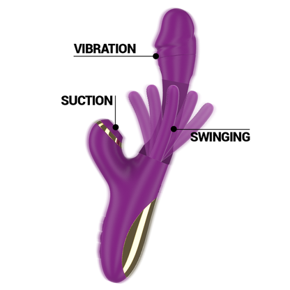 INTENSE - ATENEO RECHARGEABLE MULTIFUNCTION VIBRATOR 7 VIBRATIONS WITH OSCILLATING TONGUE AND PURPLE JUICE