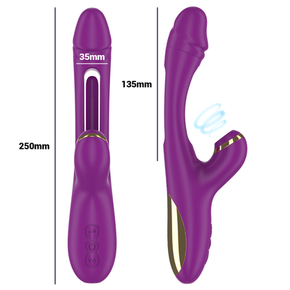 INTENSE - ATENEO RECHARGEABLE MULTIFUNCTION VIBRATOR 7 VIBRATIONS WITH OSCILLATING TONGUE AND PURPLE JUICE