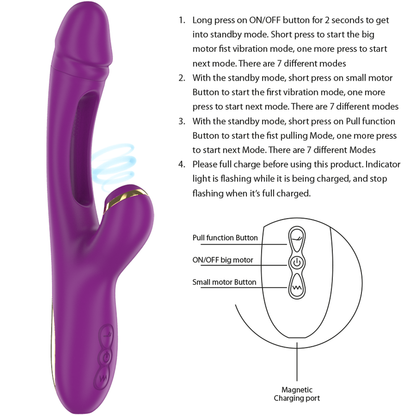 INTENSE - ATENEO RECHARGEABLE MULTIFUNCTION VIBRATOR 7 VIBRATIONS WITH OSCILLATING TONGUE AND PURPLE JUICE