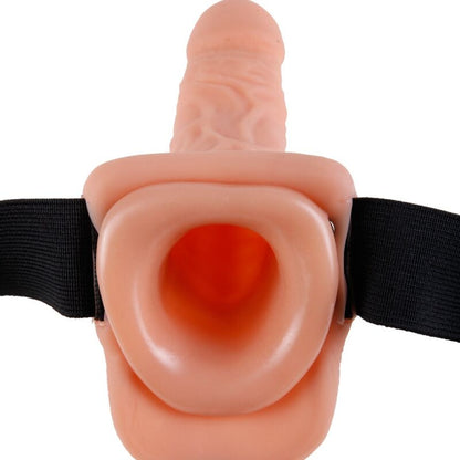FETISH FANTASY SERIES - ADJUSTABLE HARNESS WITH REMOTE CONTROL REALISTIC PENIS WITH TESTICLES 17.8 CM