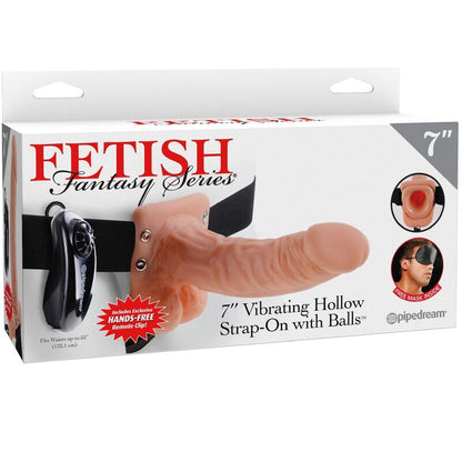 FETISH FANTASY SERIES - ADJUSTABLE HARNESS WITH REMOTE CONTROL REALISTIC PENIS WITH TESTICLES 17.8 CM