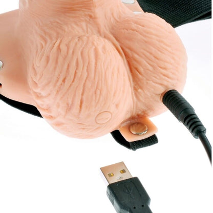 FETISH FANTASY SERIES - ADJUSTABLE HARNESS WITH REMOTE CONTROL REALISTIC PENIS WITH RECHARGEABLE TESTICLES AND 15 CM VIBRATOR