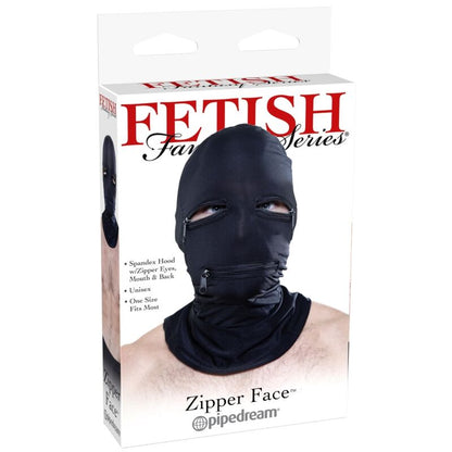 FETISH FANTASY SERIES - CAPUCHA CON CREMALLERAS NEGRO