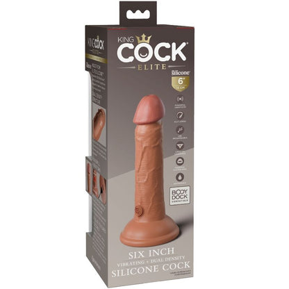 KING COCK - ELITE REALISTIC SILICONE VIBRATOR 15.2 CM CARAMEL