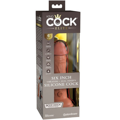 KING COCK - ELITE REALISTIC SILICONE VIBRATOR 15.2 CM CARAMEL