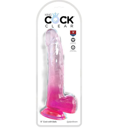 KING COCK - DILDO TRANSPARENTE CON TESTÍCULOS 20.3 CM ROSA