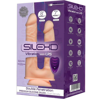 SILEXD - MODEL 1 PREMIUM REALISTIC PENIS DOUBLE PENETRATION VIBRATOR SILEXPAN REMOTE CONTROL SILICONE 17.5 / 19.5 CM