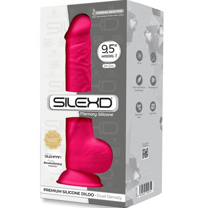 SILEXD - MODEL 1 PREMIUM REALISTIC SILEXPAN SILICONE PENIS FUCHSIA 24 CM