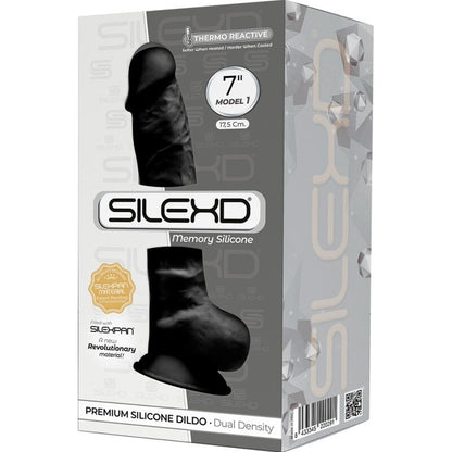 SILEXD - MODEL 1 PREMIUM REALISTIC SILEXPAN SILICONE BLACK PENIS 17.5 CM