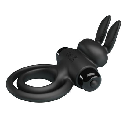 PRETTY LOVE - VIBRADOR ANILLO DE CONEJO PARA PENE NEGRO