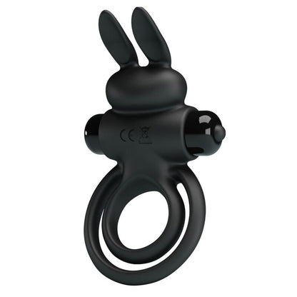 PRETTY LOVE - VIBRADOR ANILLO DE CONEJO PARA PENE NEGRO