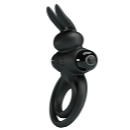 PRETTY LOVE - VIBRADOR ANILLO DE CONEJO PARA PENE NEGRO