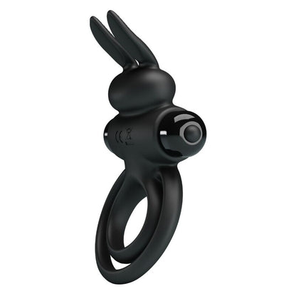 PRETTY LOVE - VIBRADOR ANILLO DE CONEJO PARA PENE NEGRO