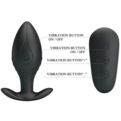 PRETTY LOVE - VIBRADOR RECARGABLE REGINA ANAL PLUG NEGRO