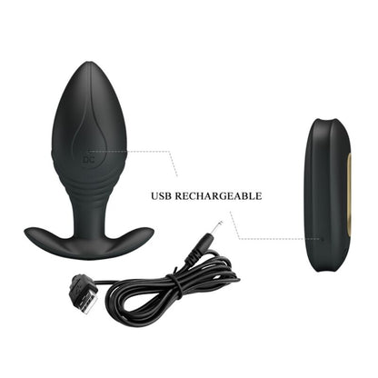 PRETTY LOVE - VIBRADOR RECARGABLE REGINA ANAL PLUG NEGRO