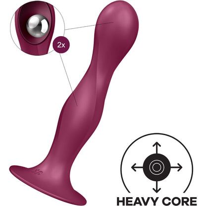 SATISFYER - BALL-R GARNET DOUBLE SILICONE DILDO
