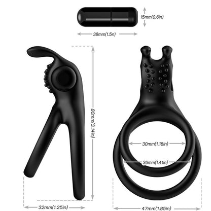 ARMONY - ANILLO VIBRADOR DOBLE VIAJERO PARA PAREJAS CONEJITO NEGRO