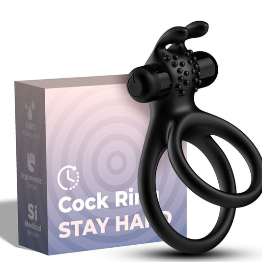 ARMONY - ANILLO VIBRADOR DOBLE VIAJERO PARA PAREJAS CONEJITO NEGRO