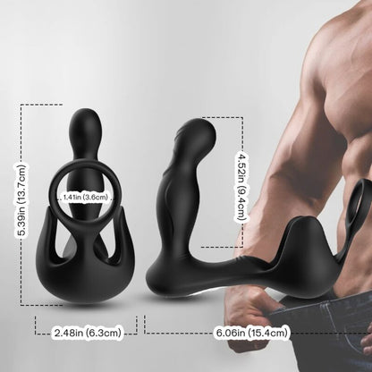 ARMONY - VIBRADOR SURROUND ANAL Y ESTIMULADOR DE TESTÍCULOS CON ANILLO Y CONTROL REMOTO NEGRO