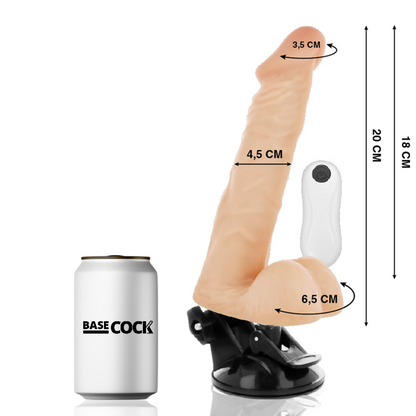 BASECOCK - ARTICULABLE VIBRATOR WITH REMOTE CONTROL, NATURAL 20 CM -O- 4.5 CM