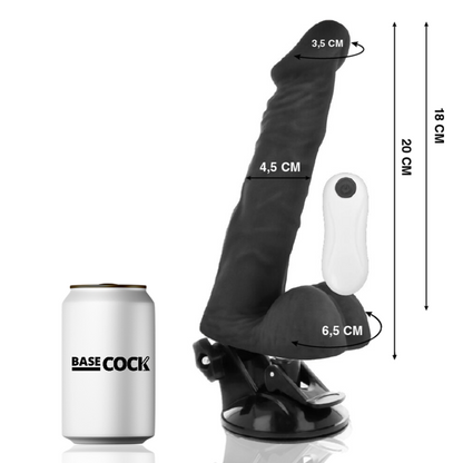 BASECOCK - ARTICULABLE VIBRATOR WITH REMOTE CONTROL, NATURAL 20 CM -O- 4.5 CM