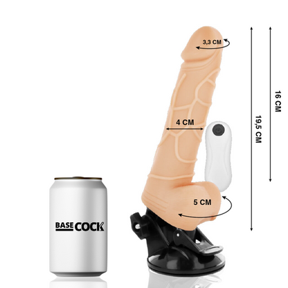 BASECOCK - REALISTIC NATURAL REMOTE CONTROL VIBRATOR WITH TESTICLES 19.5 CM -O- 4 CM
