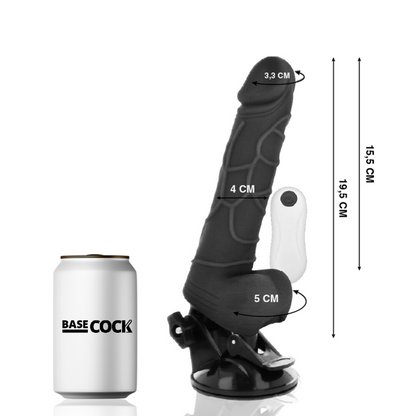 BASECOCK - VIBRADOR REALISTA CONTROL REMOTO NATURAL CON TESTÍCULOS 19.5 CM -O- 4 CM