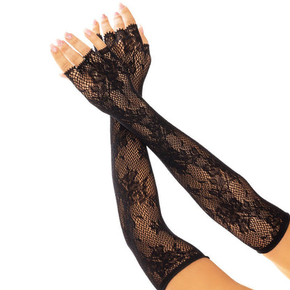 LEG AVENUE - RED FLORAL WHITE FLORAL GUANTES WITHOUT FINGERS