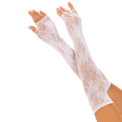 LEG AVENUE - RED FLORAL WHITE FLORAL GUANTES WITHOUT FINGERS