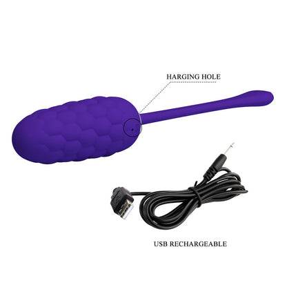 PRETTY LOVE - VIBRATING EGG WITH MARINE TEXTURE RECHARGEABLE PURPLE