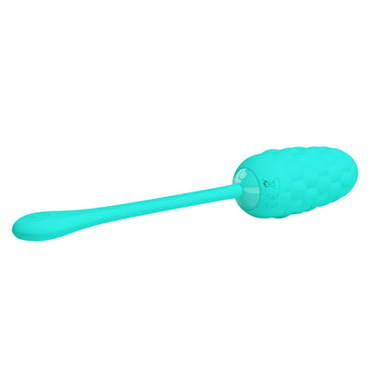 PRETTY LOVE - RECHARGEABLE AQUA GREEN VIBRATING EGG WITH MARINE TEXTURE