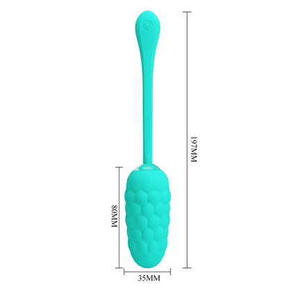 PRETTY LOVE - RECHARGEABLE AQUA GREEN VIBRATING EGG WITH MARINE TEXTURE