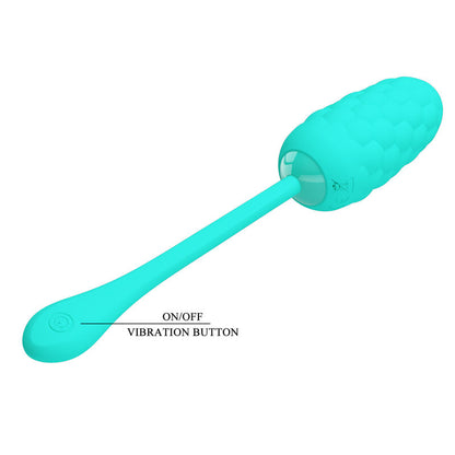 PRETTY LOVE - RECHARGEABLE AQUA GREEN VIBRATING EGG WITH MARINE TEXTURE