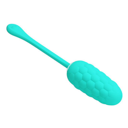 PRETTY LOVE - RECHARGEABLE AQUA GREEN VIBRATING EGG WITH MARINE TEXTURE