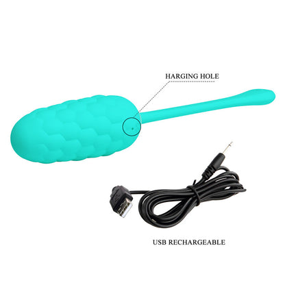 PRETTY LOVE - RECHARGEABLE AQUA GREEN VIBRATING EGG WITH MARINE TEXTURE