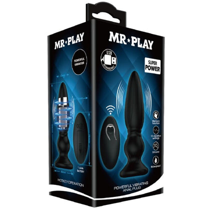 MR PLAY - ENCHUFE ANAL DE CONTROL REMOTO VIBRADOR POTENTE NEGRO