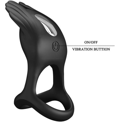 PRETTY LOVE - SILAS VIBRATING COCK RING 7 VIBRATIONS BLACK SILICONE