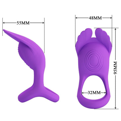 PRETTY LOVE - SILAS VIBRATING COCK RING 7 VIBRATIONS PURPLE SILICONE