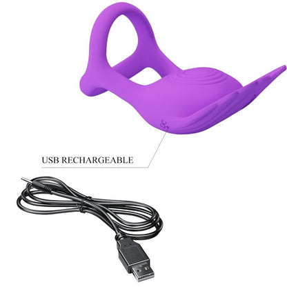 PRETTY LOVE - SILAS VIBRATING COCK RING 7 VIBRATIONS PURPLE SILICONE