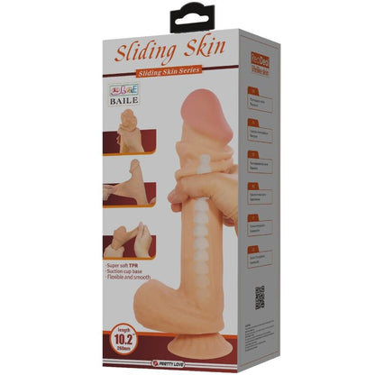 PRETTY LOVE - SLIDING SKIN SERIES REALISTIC DILDO WITH SLIDING SUCTION CUP SKIN 26 CM